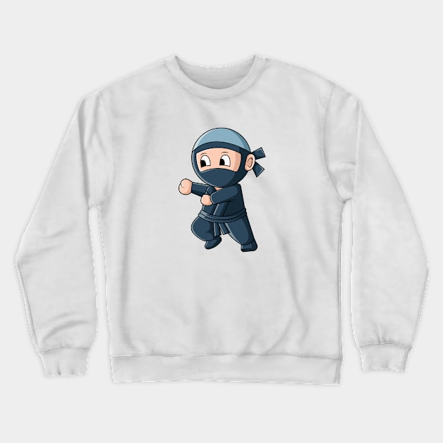 vector illustration design of a cute cartoon ninja wearing a mask Crewneck Sweatshirt by danarrr